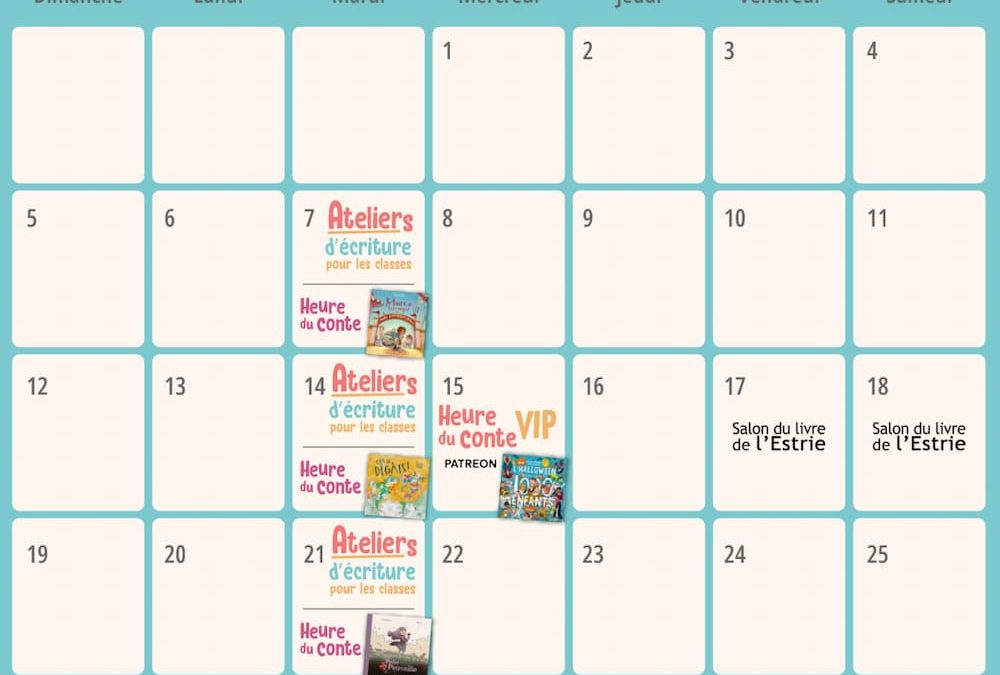 Calendrier Octobre 2025